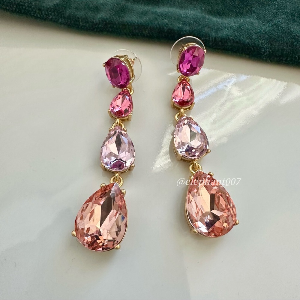 Oscar de la Renta Gold-Tone Pink Gradient Teardrop Dangle Earrings